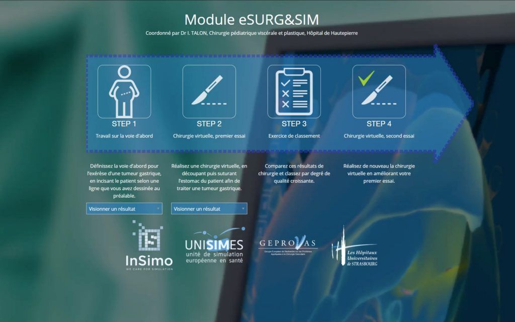 Preview of the Homepage of the Curriculum eSURG&SIM