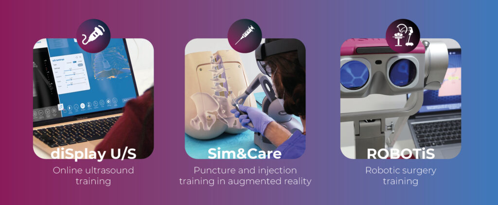 Our simulators : diSplay U/S, Sim&Care, ROBOTiS